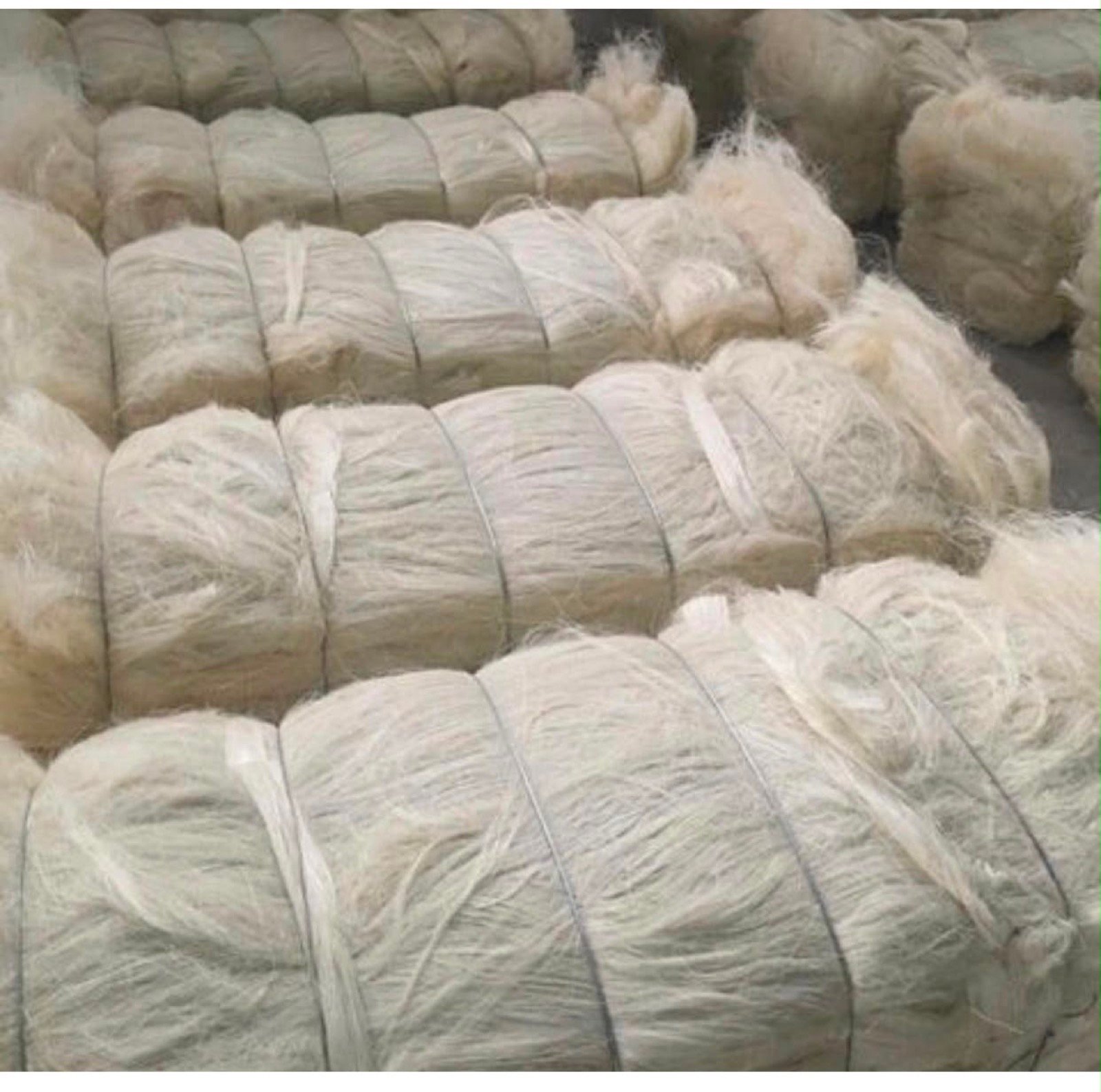 Bales of extracted banana fibre stacked at the BANANCO plant